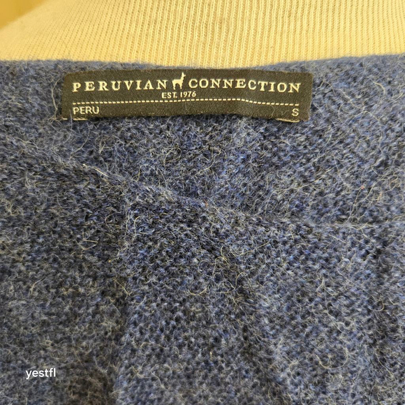 Peruvian Connection Blue Royal Alpaca Crew Neck Studio Sweater S scandi - Picture 4 of 6